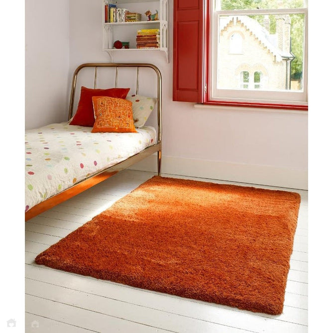 Lulu Plush Super-Soft High-Density Woven Plain Silky Polyester Mid-Height Shaggy Spice Terracotta Rug-Asiatic Carpets-Rug Love - The Most Loved Rug Store