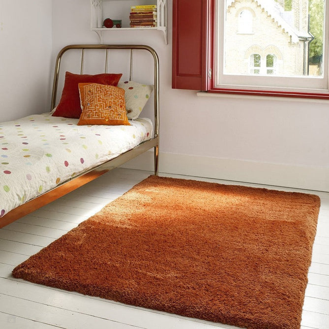 Lulu Plush Super-Soft High-Density Woven Plain Silky Polyester Shaggy Spice Terracotta Rug-Asiatic Carpets-Rug Love - The Most Loved Rug Store