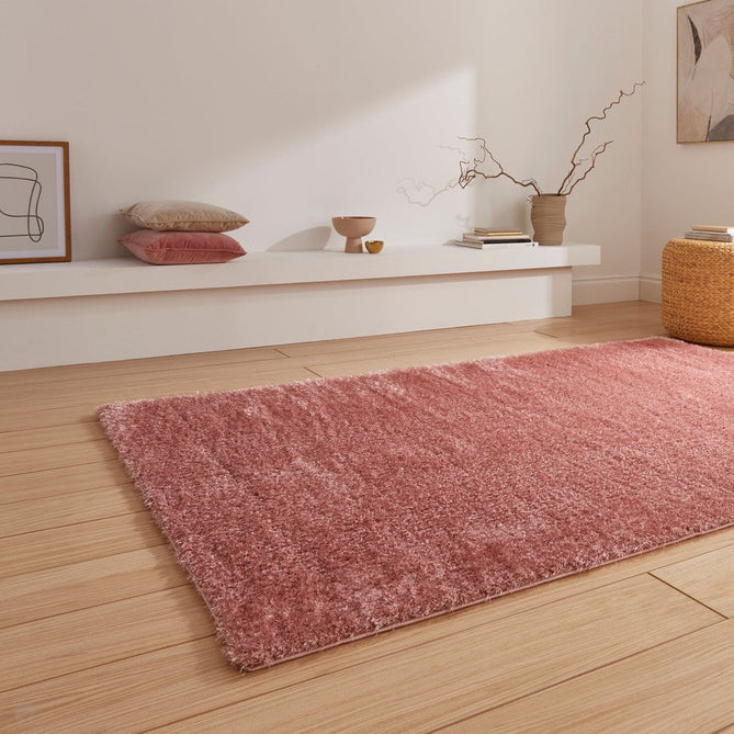 Lux Plain Plush Super-Soft Silky Shimmer Polyester Shaggy Blush Rug-Think Rugs-Rug Love - The Most Loved Rug Store