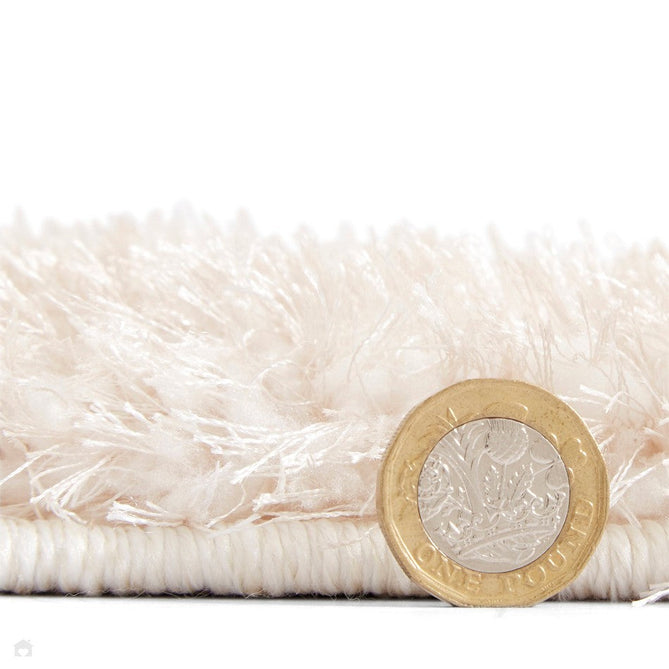 Lux Plain Plush Super-Soft Silky Shimmer Polyester Shaggy Cream Rug-Think Rugs-Rug Love - The Most Loved Rug Store