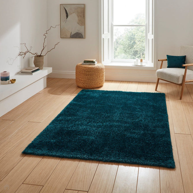 Lux Plain Plush Super-Soft Silky Shimmer Polyester Shaggy Dark Green Rug-Think Rugs-Rug Love - The Most Loved Rug Store