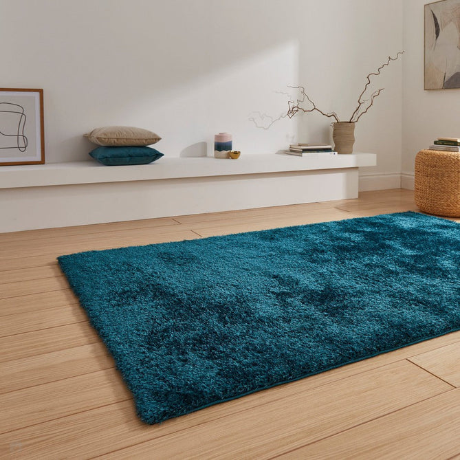 Lux Plain Plush Super-Soft Silky Shimmer Polyester Shaggy Dark Green Rug-Think Rugs-Rug Love - The Most Loved Rug Store
