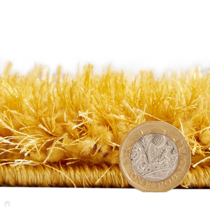 Lux Plain Plush Super-Soft Silky Shimmer Polyester Shaggy Yellow Rug-Think Rugs-Rug Love - The Most Loved Rug Store