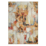 Lux Washable LUX03 Modern Abstract Distressed Soft-Touch Faux Fur Polyester Flat-Pile Beige/Multicolour Rug