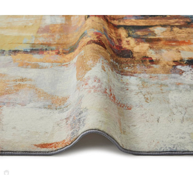 Lux Washable LUX03 Modern Abstract Distressed Soft-Touch Silky Smooth Faux Rabbit Fur Polyester Short Pile Beige/Multicolour Rug-Concept Looms-Rug Love - The Most Loved Rug Store