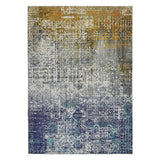 Lux Washable LUX06 Modern Abstract Distressed Soft-Touch Faux Fur Polyester Flat-Pile Blue/Copper Rug
