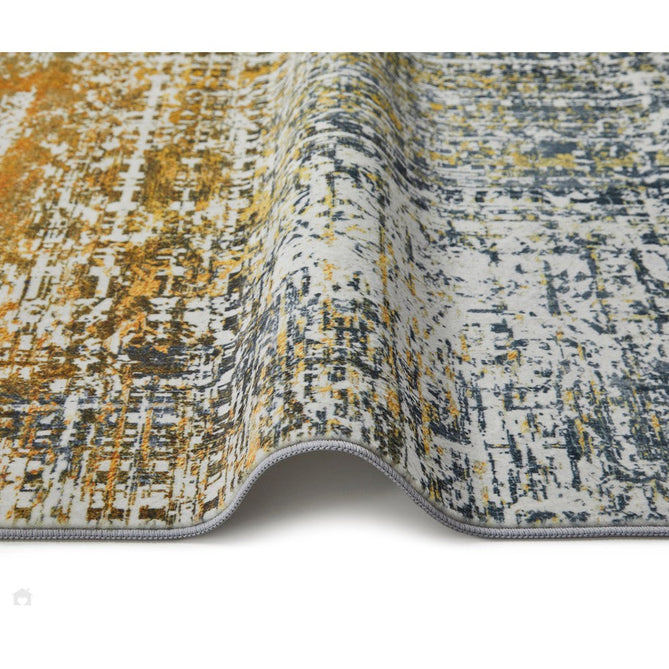 Lux Washable LUX06 Modern Abstract Distressed Soft-Touch Silky Smooth Faux Rabbit Fur Polyester Short Pile Blue/Copper Rug-Concept Looms-Rug Love - The Most Loved Rug Store