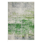 Lux Washable LUX08 Modern Abstract Distressed Soft-Touch Silky Smooth Faux Rabbit Fur Polyester Short Pile Ivory/Green Rug