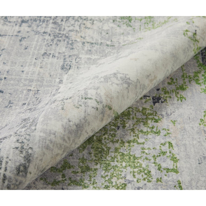 Lux Washable LUX08 Modern Abstract Distressed Soft-Touch Silky Smooth Faux Rabbit Fur Polyester Short Pile Ivory/Green Rug-Concept Looms-Rug Love - The Most Loved Rug Store