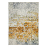 Lux Washable LUX09 Modern Abstract Distressed Soft-Touch Faux Fur Polyester Flat-Pile Ivory/Gold Rug