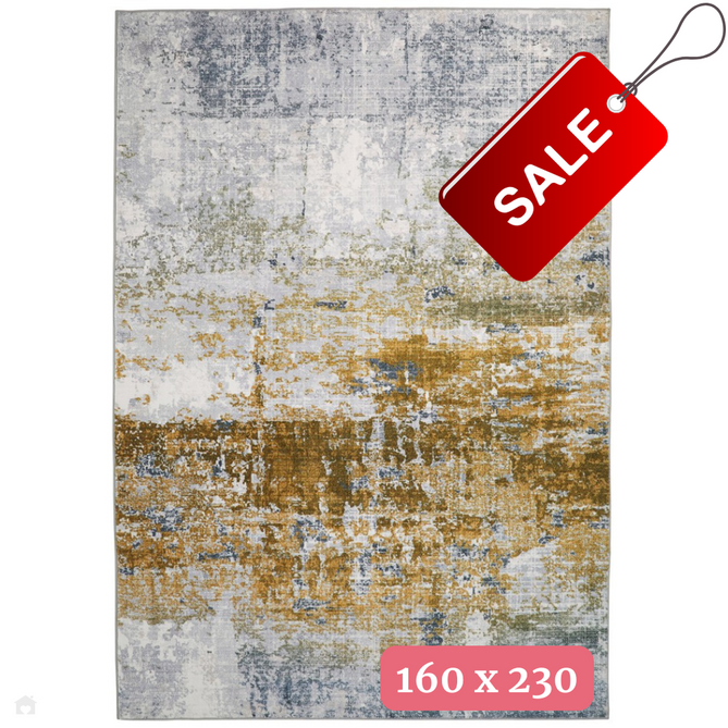 Lux Washable LUX09 Modern Abstract Distressed Soft-Touch Silky Smooth Faux Fur Polyester Short Pile Ivory/Gold Rug 160 x 230 cm