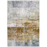 Lux Washable LUX09 Modern Abstract Distressed Soft-Touch Silky Smooth Faux Rabbit Fur Polyester Short Pile Ivory/Gold Rug