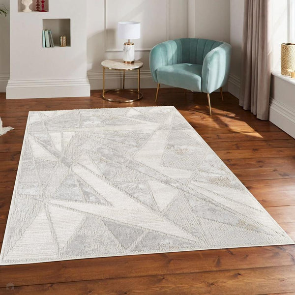 Mabel Gem MBL02 Modern Distressed Faceted Geometric Soft Hi-Lo Texture