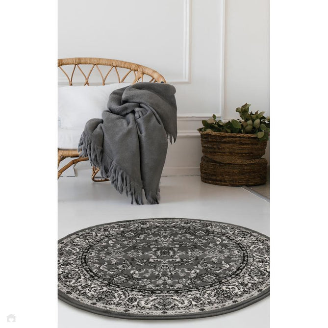 Maestro Beluchi Dark Grey Round Rug-Melrose-Rug Love - The Most Loved Rug Store