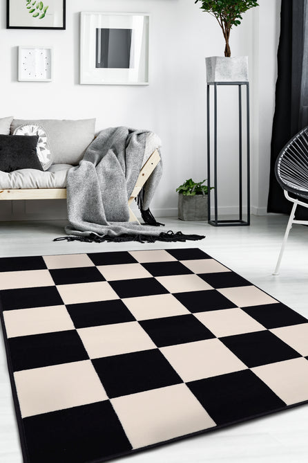 Maestro Chequers Black Rug-Melrose-Rug Love - The Most Loved Rug Store