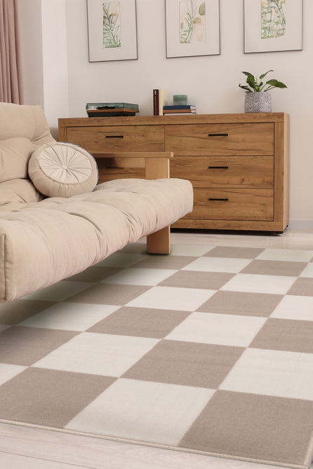 Maestro Chequers Cream Rug-Melrose-Rug Love - The Most Loved Rug Store