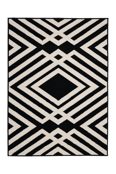 Maestro Diamond Mono Black/White Rug-Melrose-Rug Love - The Most Loved Rug Store