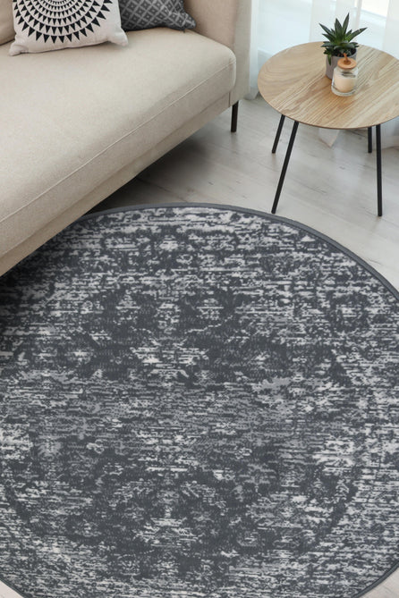 Maestro New Trad Charcoal Round Rug-Melrose-Rug Love - The Most Loved Rug Store