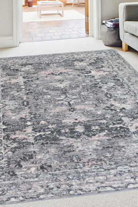 Maestro New Trad Grey/Pink Round Rug-Melrose-Rug Love - The Most Loved Rug Store