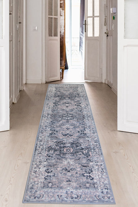 Maestro New Trad Grey/Pink Round Rug-Melrose-Rug Love - The Most Loved Rug Store