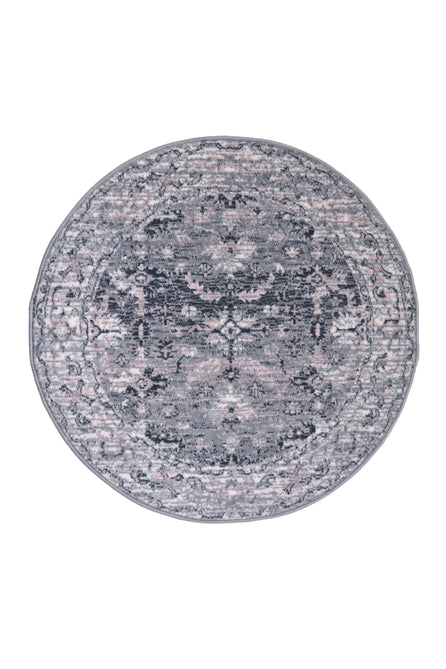Maestro New Trad Grey/Pink Round Rug-Melrose-Rug Love - The Most Loved Rug Store