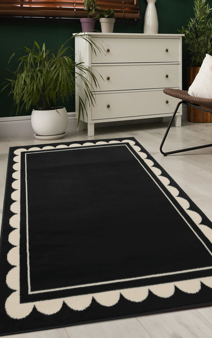 Maestro Scallop Black Rug-Melrose-Rug Love - The Most Loved Rug Store