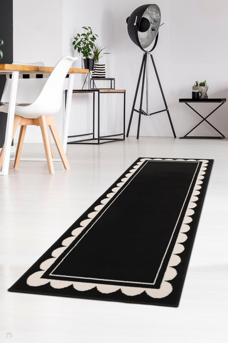 Maestro Scallop Black Runner-Melrose-Rug Love - The Most Loved Rug Store