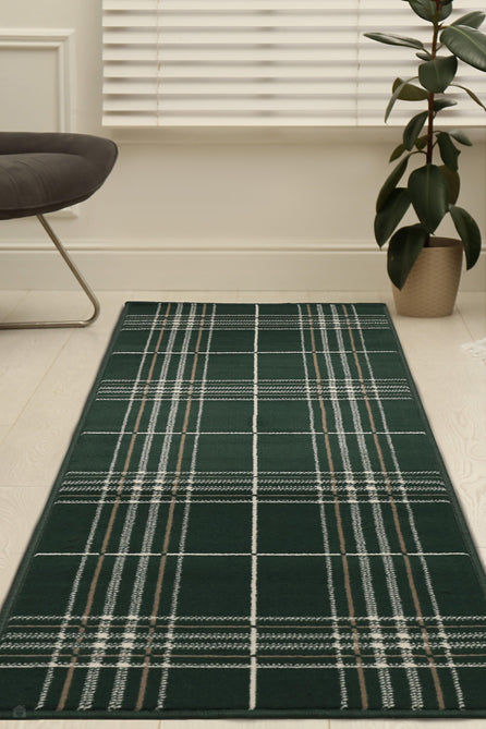 Maestro Tartan Green Runner-Melrose-Rug Love - The Most Loved Rug Store