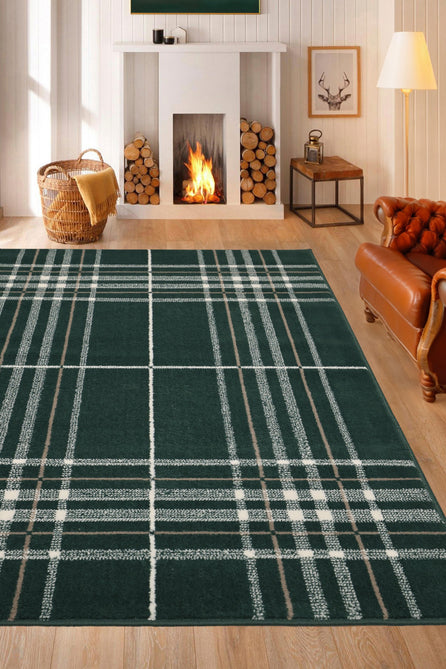 Maestro Tartan Green Runner-Melrose-Rug Love - The Most Loved Rug Store
