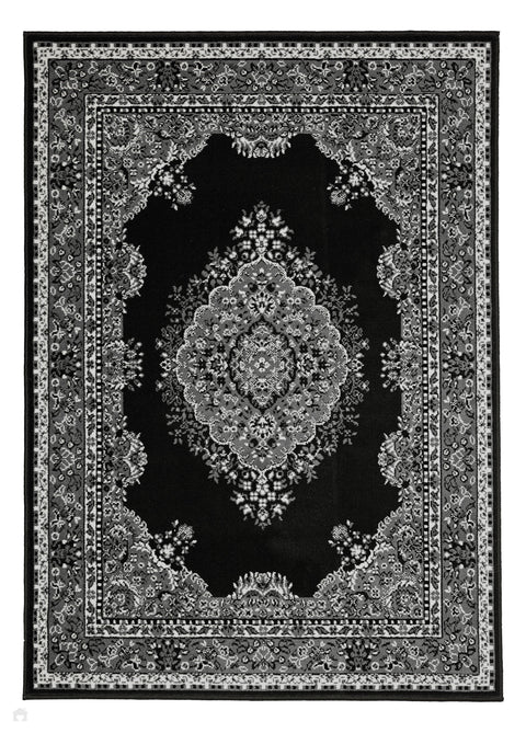Maestro Tradition Black/Grey Round Rug-Melrose-Rug Love - The Most Loved Rug Store