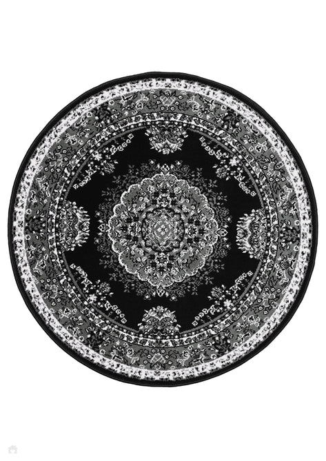 Maestro Tradition Black/Grey Round Rug-Melrose-Rug Love - The Most Loved Rug Store