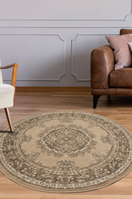 Maestro Tradition Natural Round Rug-Melrose-Rug Love - The Most Loved Rug Store