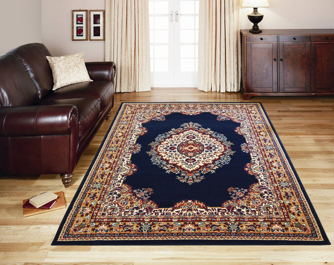 Maestro Tradition Navy Round Rug-Melrose-Rug Love - The Most Loved Rug Store