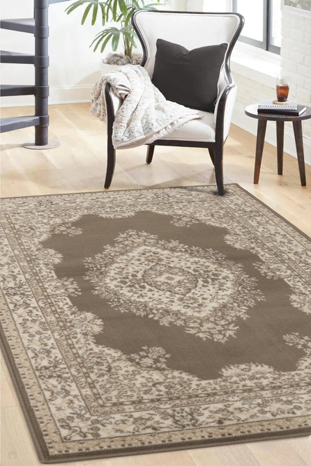 Maestro Tradition Taupe Round Rug-Melrose-Rug Love - The Most Loved Rug Store