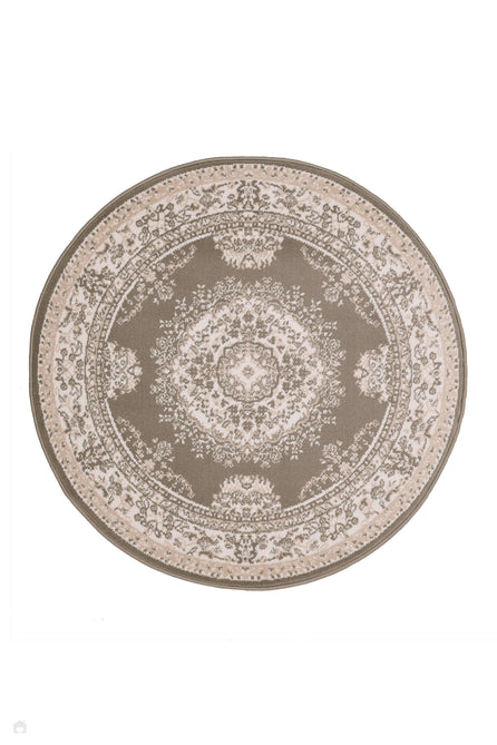 Maestro Tradition Taupe Round Rug-Melrose-Rug Love - The Most Loved Rug Store