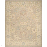 Maison MSO01 Traditional Persian Vintage Oushak Floral Border Hand-Knotted Sculpted Textured Hi-Low Aged Patina Wool Loop Pile Taupe/Ivory Rug 176 x 267 cm