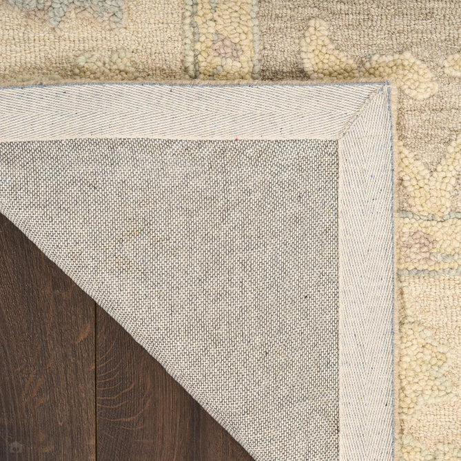 Maison MSO01 Traditional Persian Vintage Oushak Floral Border Hand-Knotted Sculpted Textured Hi-Low Aged Patina Wool Loop Pile Taupe/Ivory Rug-Nourison-Rug Love - The Most Loved Rug Store