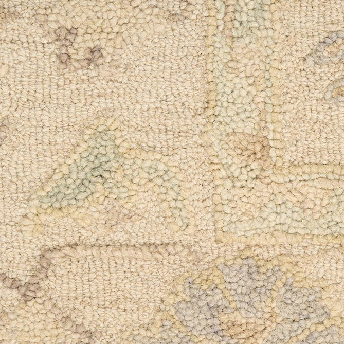 Maison MSO02 Traditional Persian Vintage Oushak Floral Border Hand-Knotted Sculpted Textured Hi-Low Aged Patina Wool Loop Pile Ivory Rug-Nourison-Rug Love - The Most Loved Rug Store