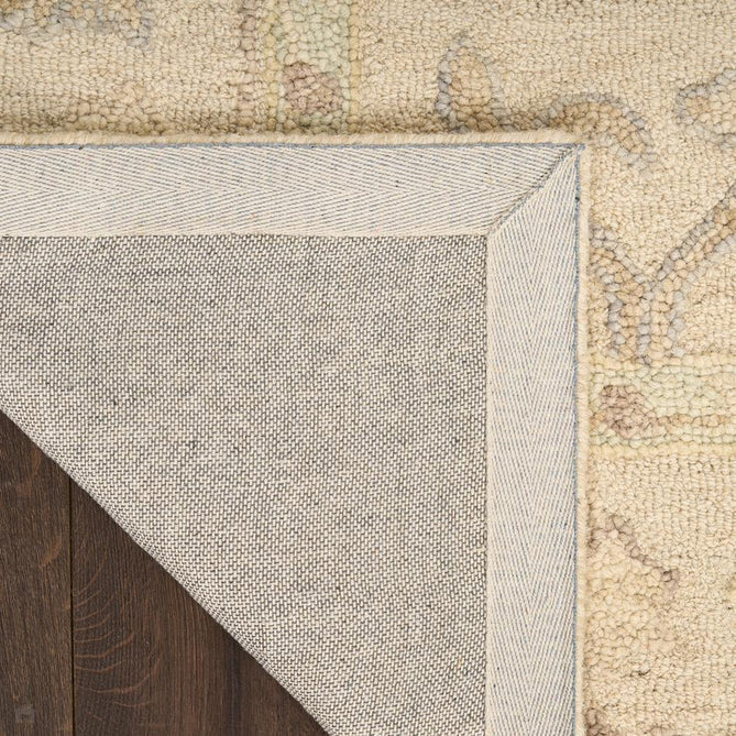 Maison MSO02 Traditional Persian Vintage Oushak Floral Border Hand-Knotted Sculpted Textured Hi-Low Aged Patina Wool Loop Pile Ivory Rug-Nourison-Rug Love - The Most Loved Rug Store