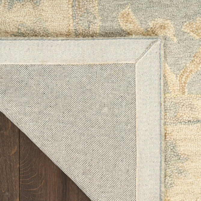 Maison MSO03 Traditional Persian Vintage Oushak Floral Border Hand-Knotted Sculpted Textured Hi-Low Aged Patina Wool Loop Pile Blue/Ivory Rug-Nourison-Rug Love - The Most Loved Rug Store