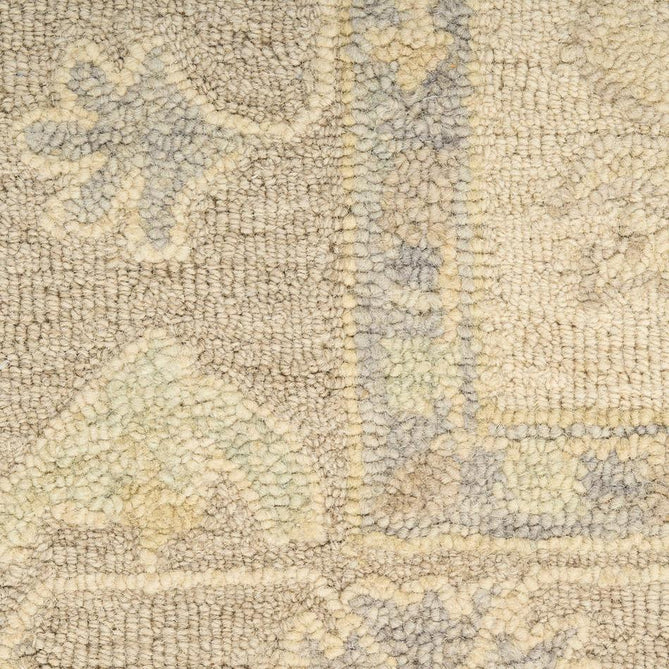 Maison MSO04 Traditional Persian Vintage Oushak Floral Border Hand-Knotted Sculpted Textured Hi-Low Aged Patina Wool Loop Pile Ivory/Taupe Rug-Nourison-Rug Love - The Most Loved Rug Store