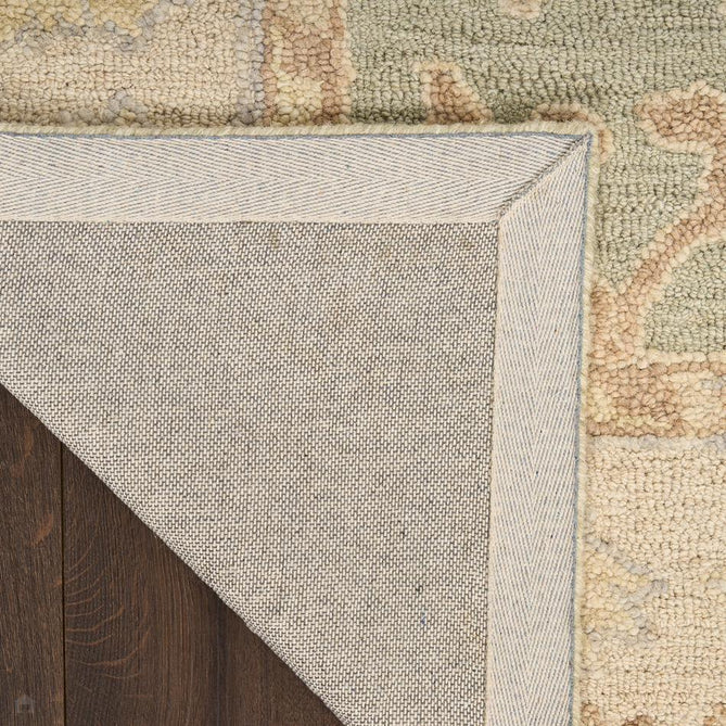 Maison MSO05 Traditional Persian Vintage Oushak Floral Border Hand-Knotted Sculpted Textured Hi-Low Aged Patina Wool Loop Pile Sage/Ivory Rug-Nourison-Rug Love - The Most Loved Rug Store