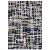 Mason Blueprint Modern Abstract Super Soft Carved Hi-Low Rib Textured Blue/Cream Rug