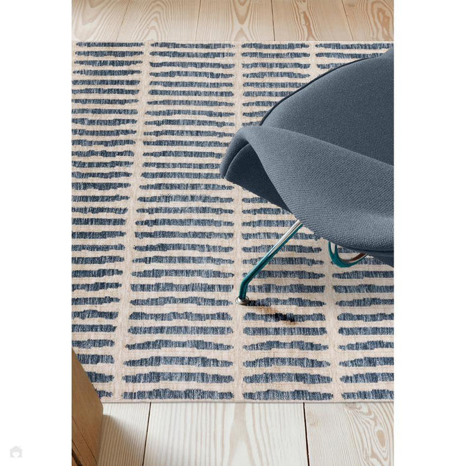 Mason Grid Modern Geometric Super Soft Carved Hi-Low Rib Textured Blue/Cream Rug-Asiatic Carpets-Rug Love - The Most Loved Rug Store