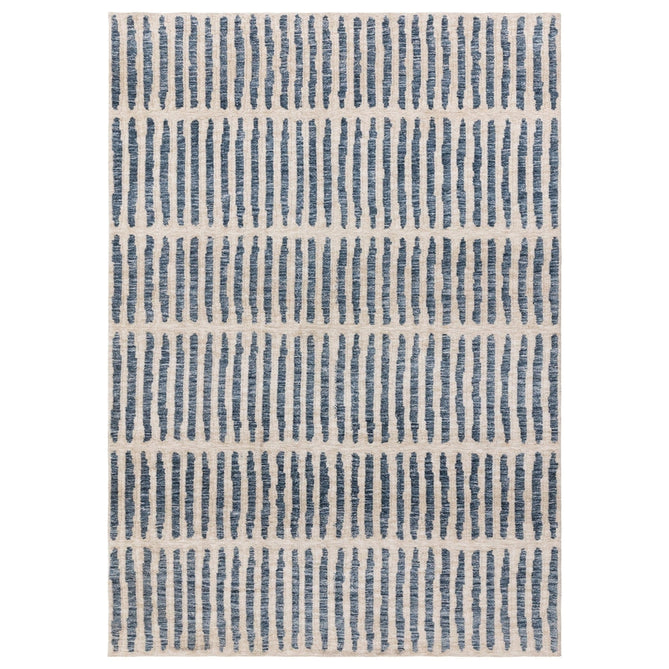 Mason Grid Modern Geometric Super Soft Carved Hi-Low Rib Textured Blue/Cream Rug-Asiatic Carpets-Rug Love - The Most Loved Rug Store