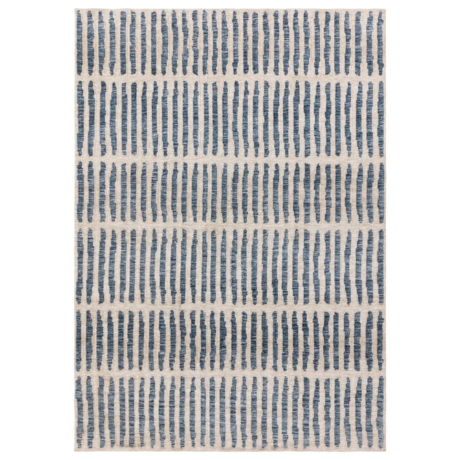 Mason Grid Modern Geometric Super Soft Carved Hi-Low Rib Textured Blue/Cream Rug-Asiatic Carpets-Rug Love - The Most Loved Rug Store