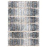 Mason Grid Modern Geometric Super Soft Carved Hi-Low Rib Textured Blue/Cream Rug