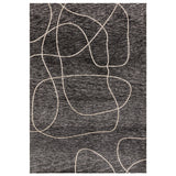 Mason Linear Modern Abstract Super Soft Carved Hi-Low Rib Textured Black/Cream Rug