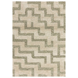 Mason Maze Modern Geometric Super Soft Carved Hi-Low Rib Textured Sage Green/Cream Rug
