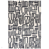 Mason Script Modern Abstract Super Soft Carved Hi-Low Rib Textured Blue/Cream Rug